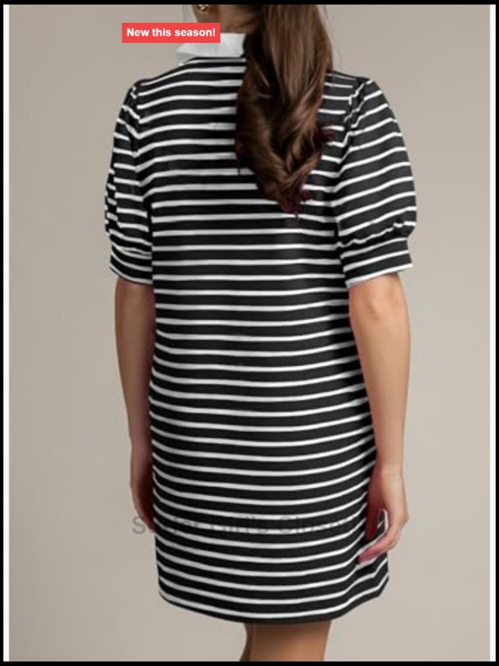 Cotton Blend Striped Midi Dress with Pockets for Women - Picture 2 of 7